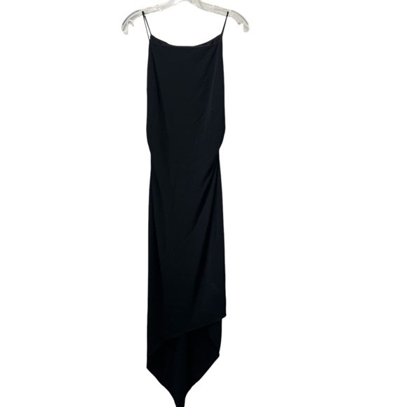 Rimini By Shaw Black Sleeveless Spaghetti Strap Dress Size 8 Bodycon Asymmetric - Picture 1 of 6